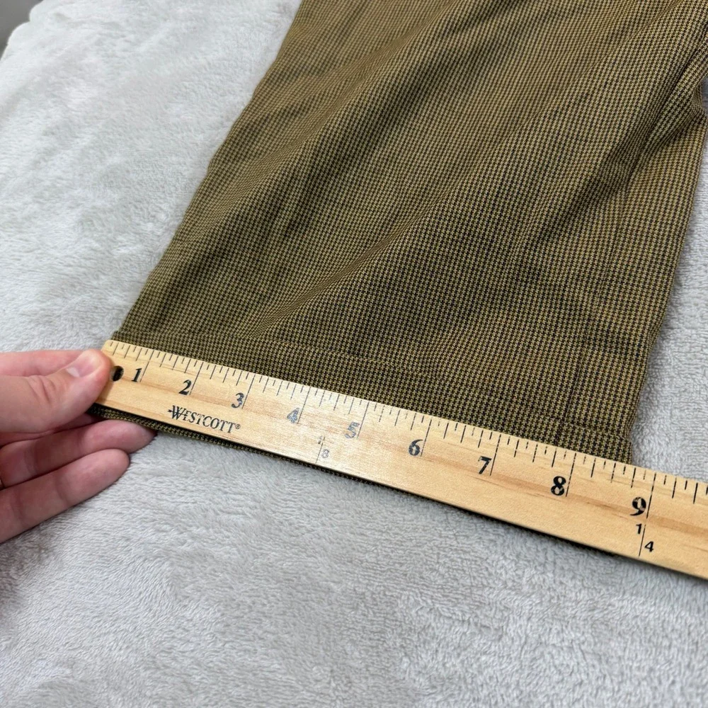 Vintage Hickey Freeman Mens 38x34 Brown Micro Check Pleated Wool Dress Pants EUC